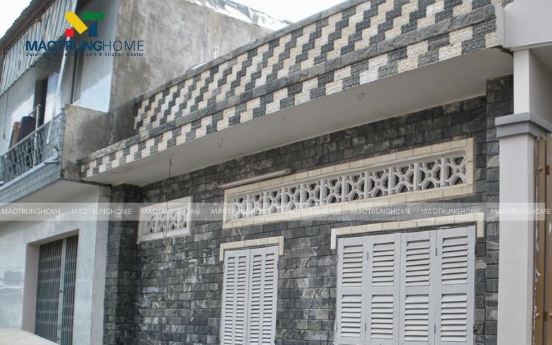 Tường nhà ốp gạch thẻ giả đá