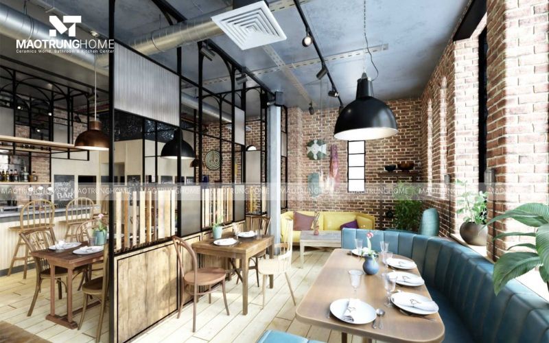 Quán cà phê gạch thẻ giả gạch viên