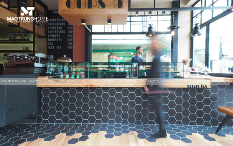 Quán coffee gạch hexagon