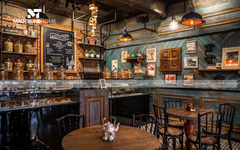 Quán coffee gạch mosaic cổ điển