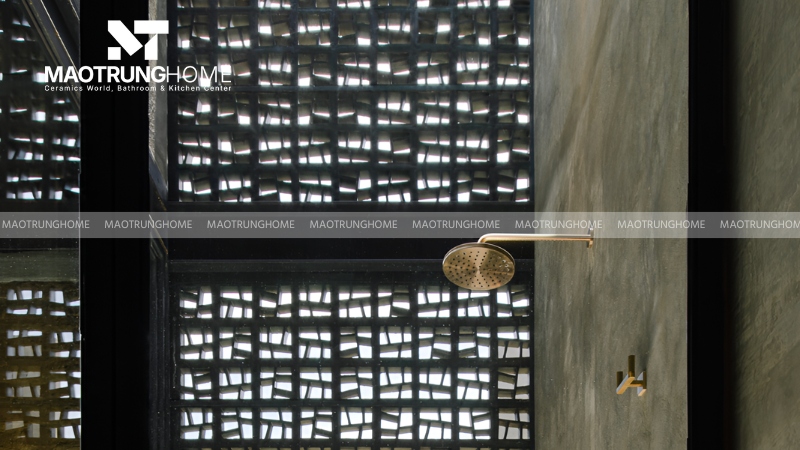 Mẫu gạch thông gió tạo ô thoáng trên tường cao