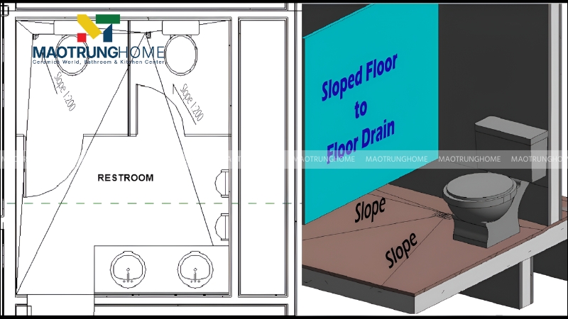 Tạo độ dốc cho sàn cho nền nhà vệ sinh trước khi lát gạch