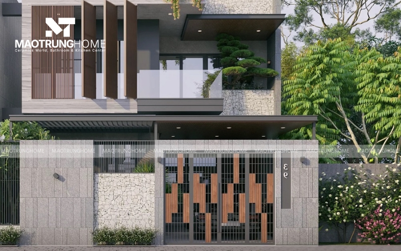Gạch ốp mặt tiền màu trung tính
