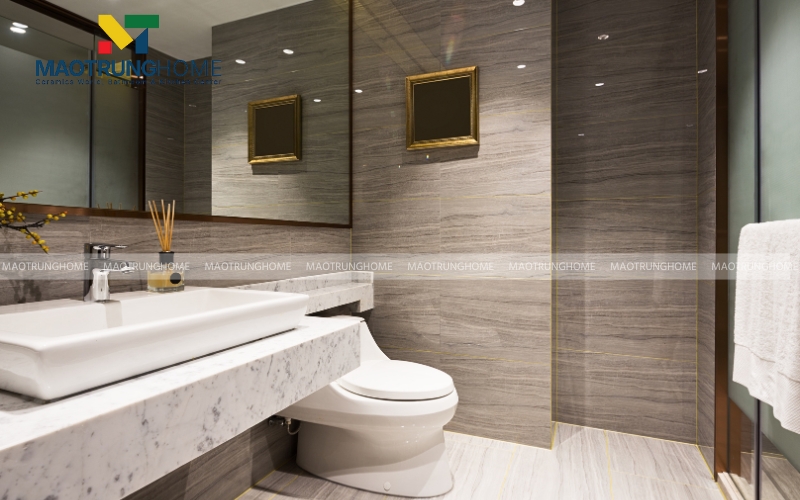 Thiết kế nhà vệ sinh 5m2 sử dụng gạch men mờ màu be