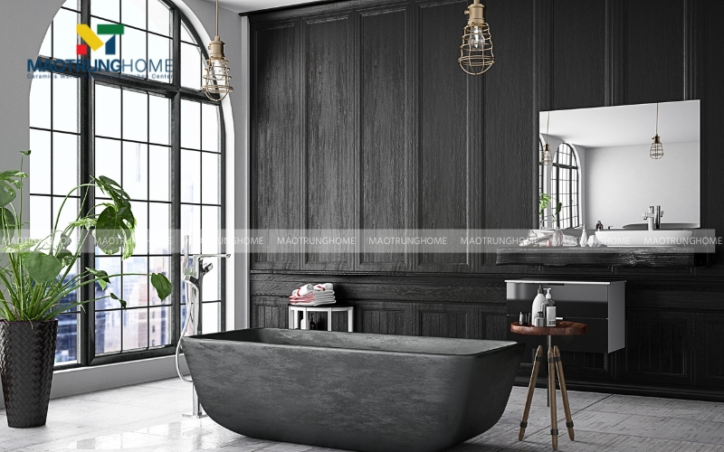 Bồn tắm ngoài trời màu đen cá tính