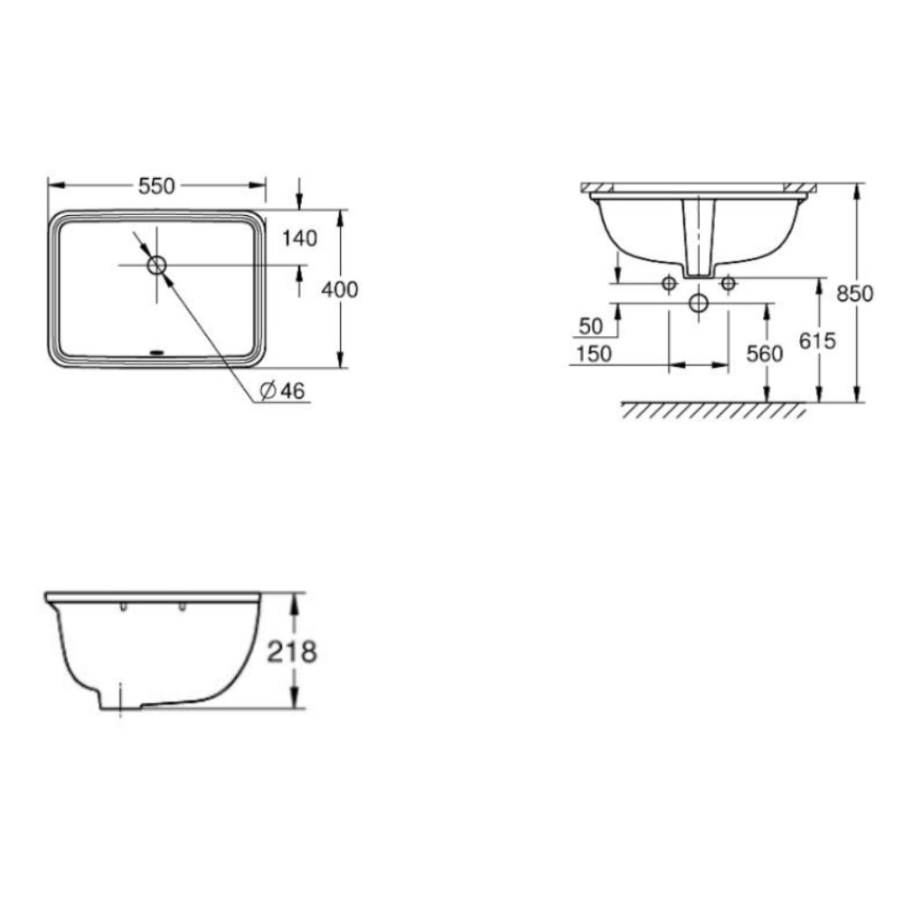 Chậu rửa mặt lavabo âm bàn Euro Ceramic GROHE 101012SH00 - Ảnh 3