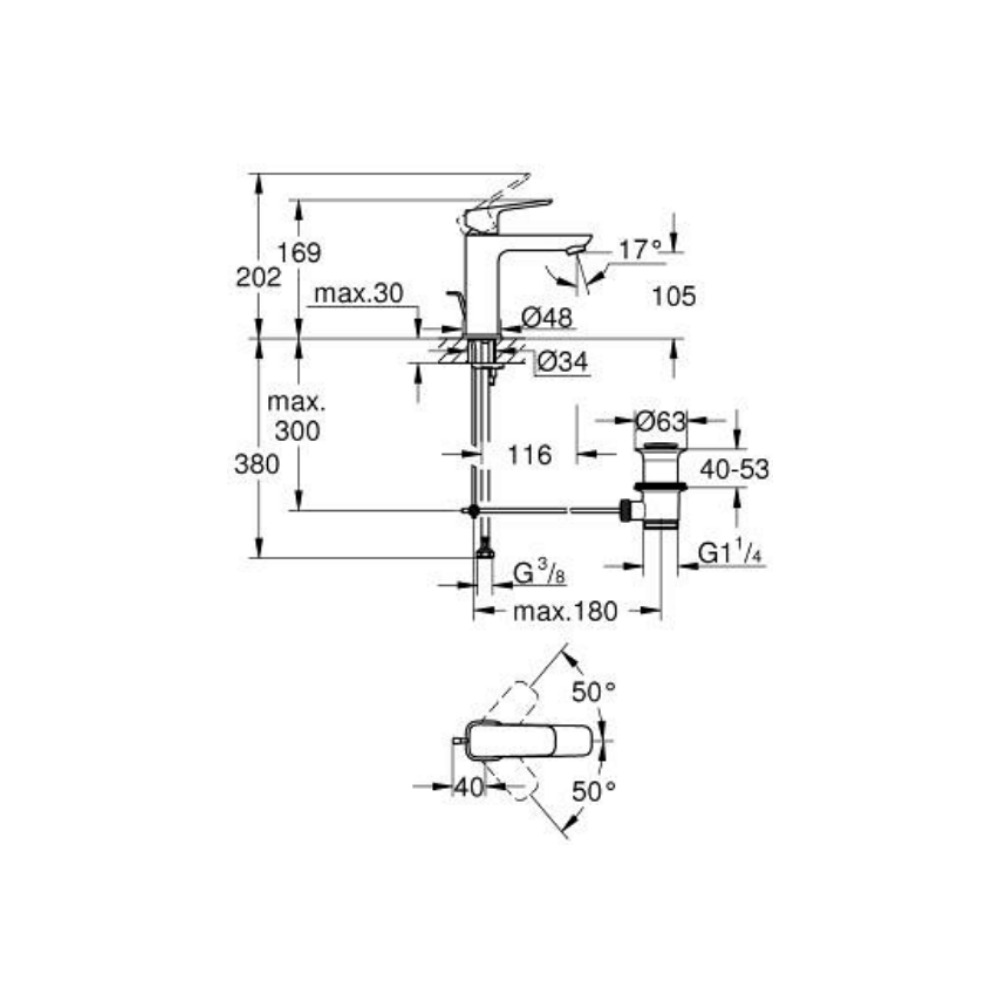 Vòi chậu nóng lạnh Cubeo M-size GROHE 1017490000 - Ảnh 3