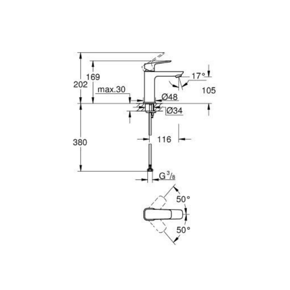 Vòi chậu nóng lạnh Cubeo M-size GROHE 1017550000 - Ảnh 3