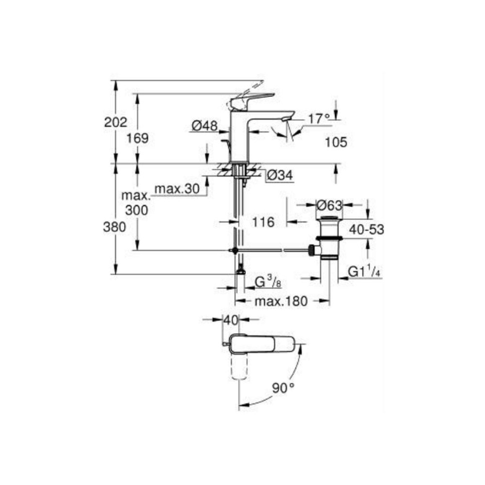 Vòi chậu nóng lạnh Cubeo M-size GROHE 1017560000 - Ảnh 3