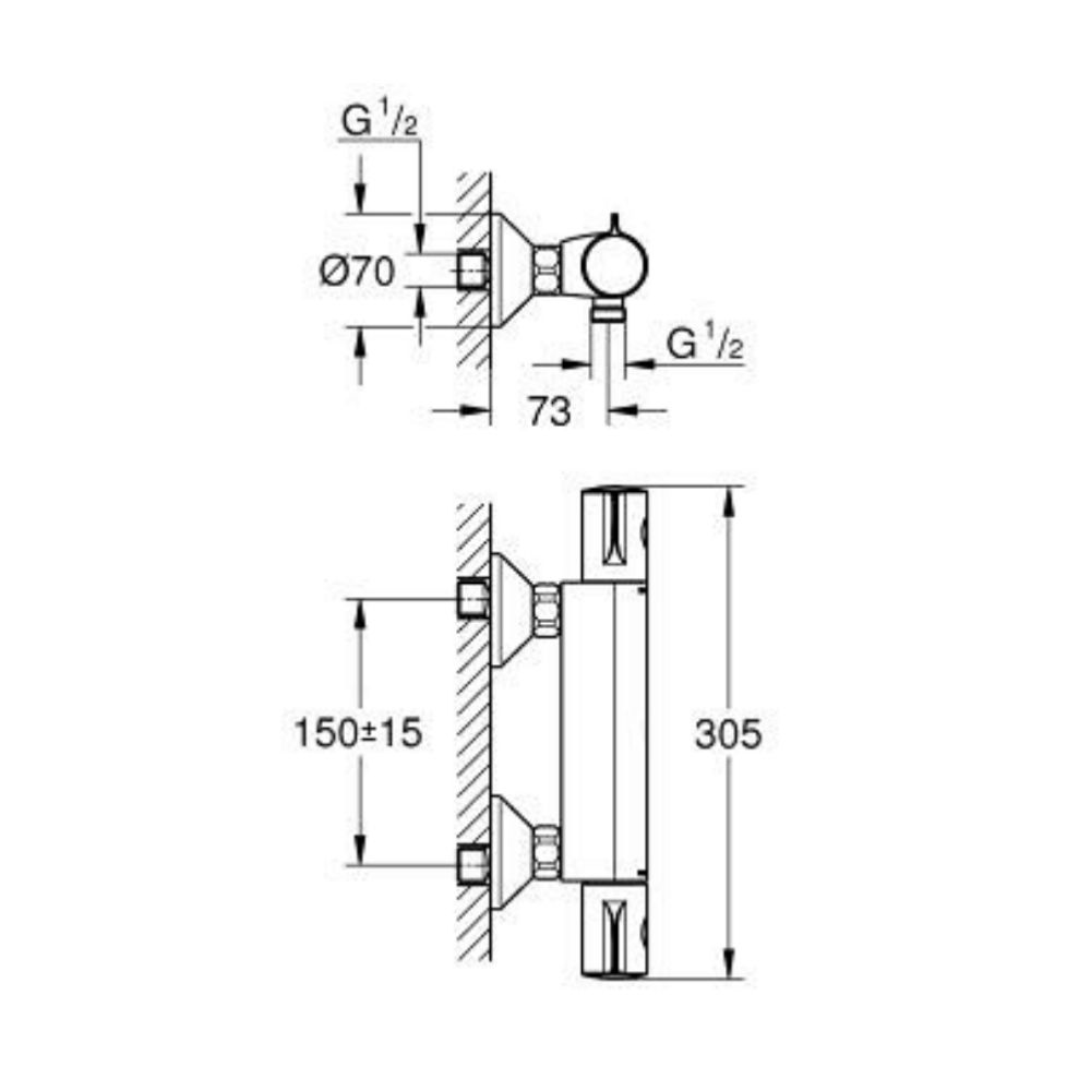 Củ sen tắm nhiệt độ Grohtherm 800 GROHE 1022022430 - Ảnh 3