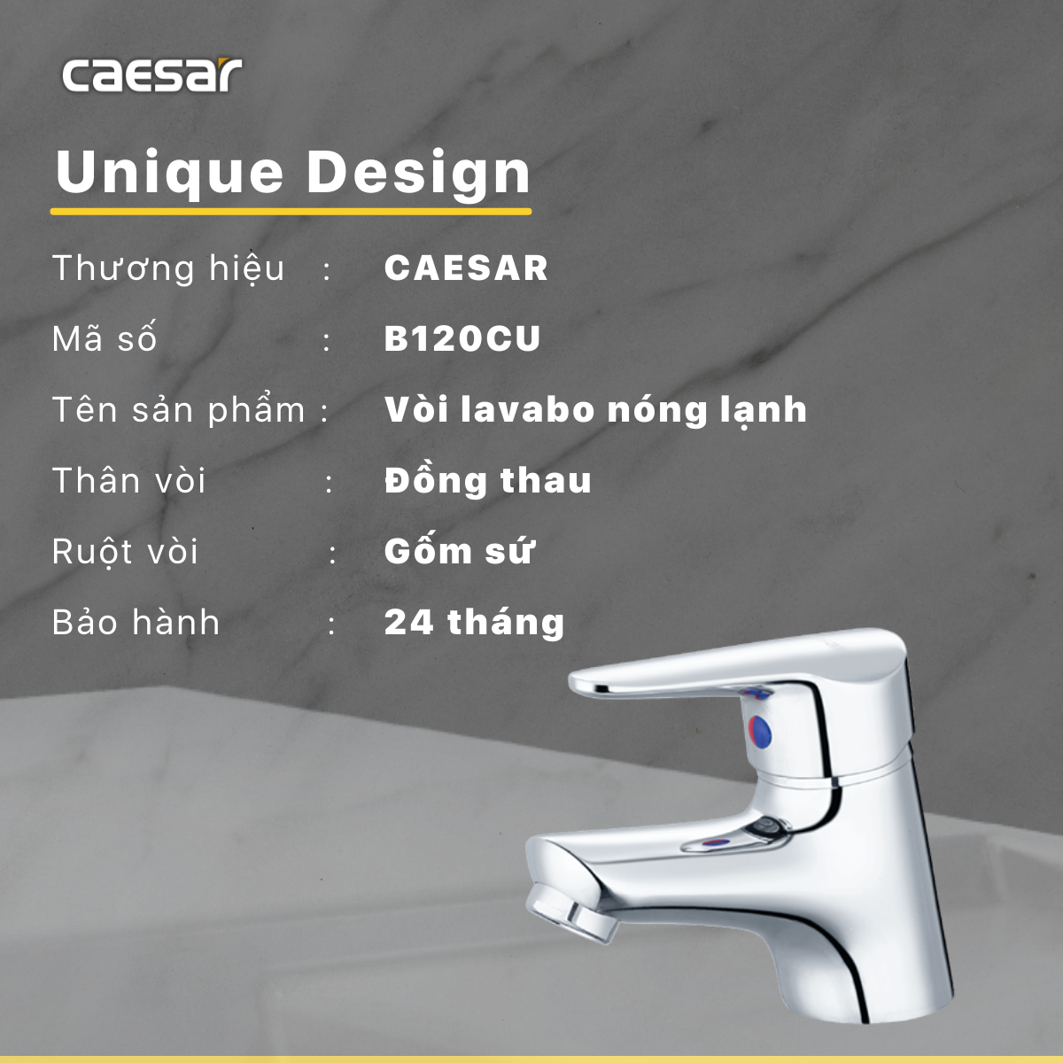 Vòi lavabo nóng lạnh B120CU - Ảnh 9