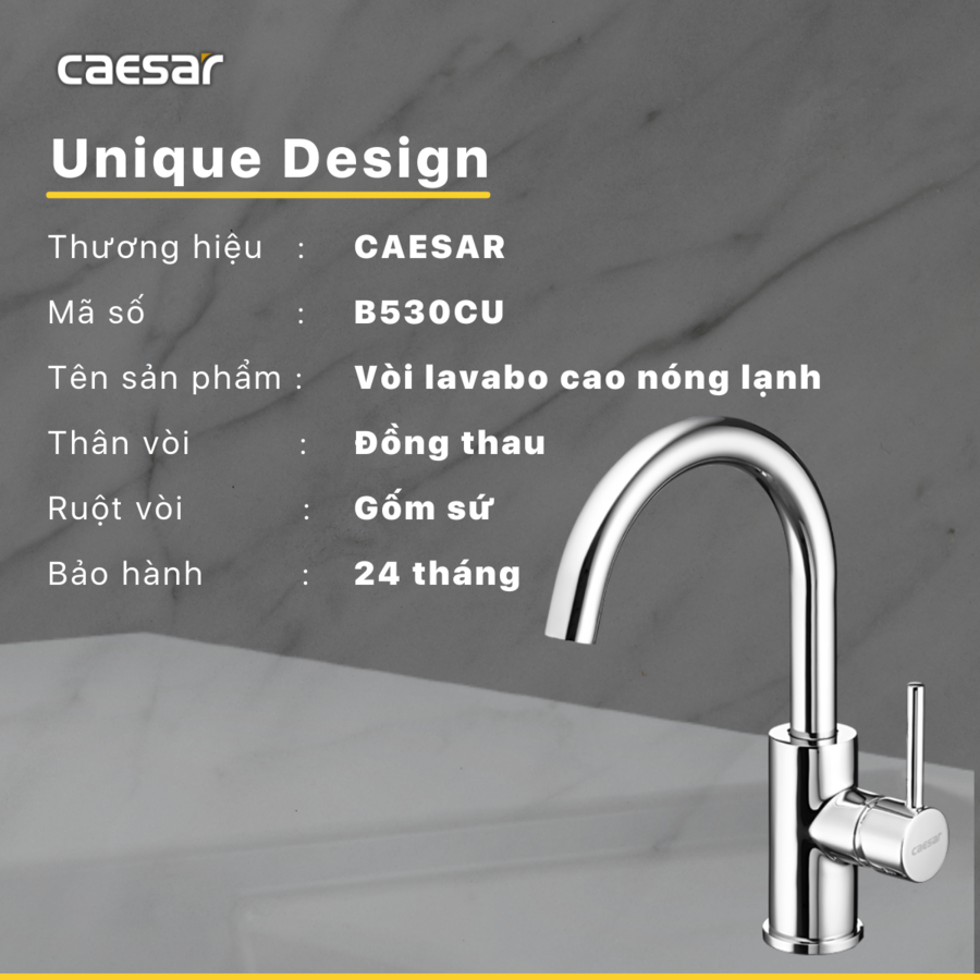Vòi lavabo nóng lạnh B530CU - Ảnh 9