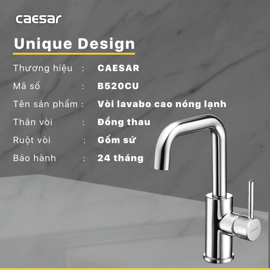 Vòi lavabo nóng lạnh B520CU - Ảnh 9