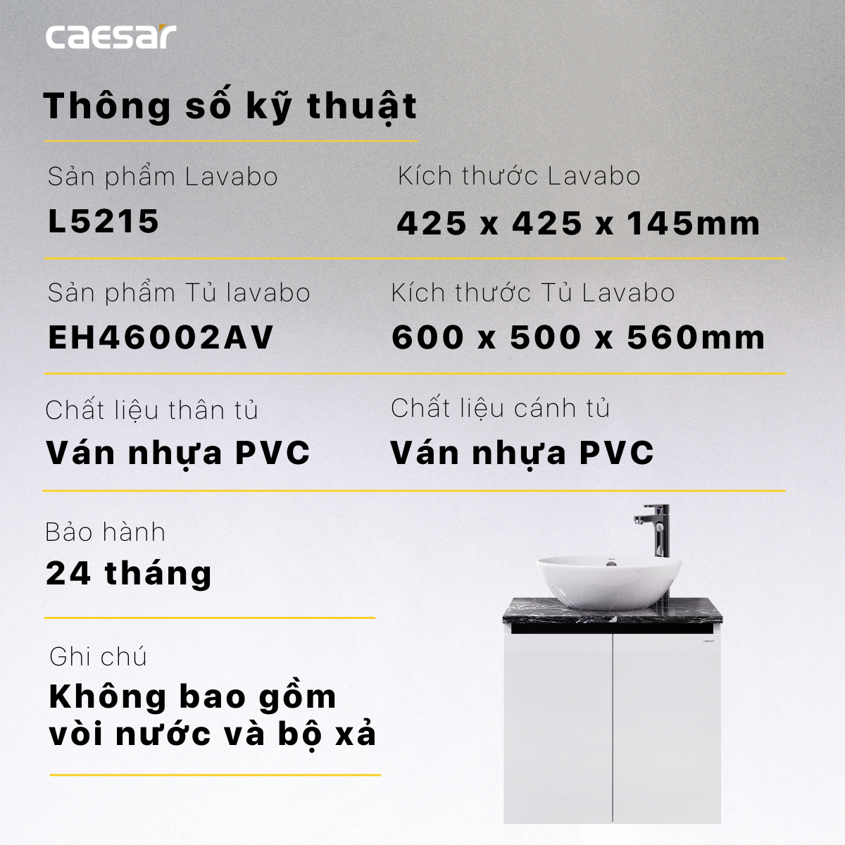 Lavabo và tủ treo L5215 - EH46002AV - Ảnh 13