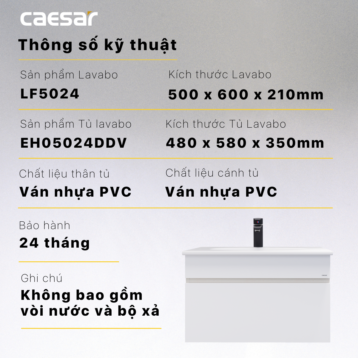 Lavabo + Tủ Treo - LF5024 + EH05024DDV - Ảnh 11
