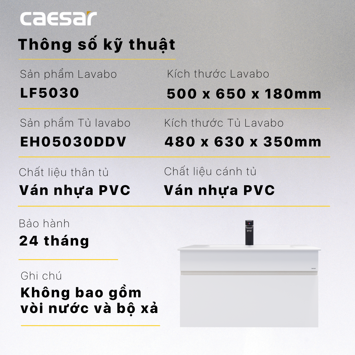 Lavabo + Tủ Treo - LF5030 + EH05030DDV - Ảnh 11