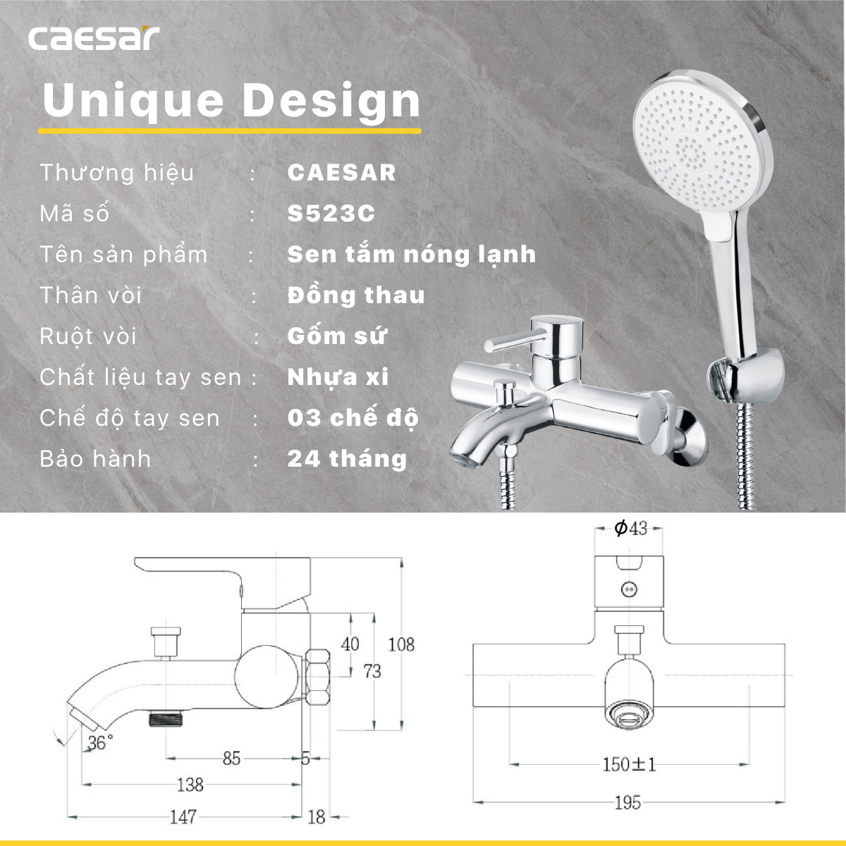 Vòi Sen Nóng Lạnh - S523C - Ảnh 10