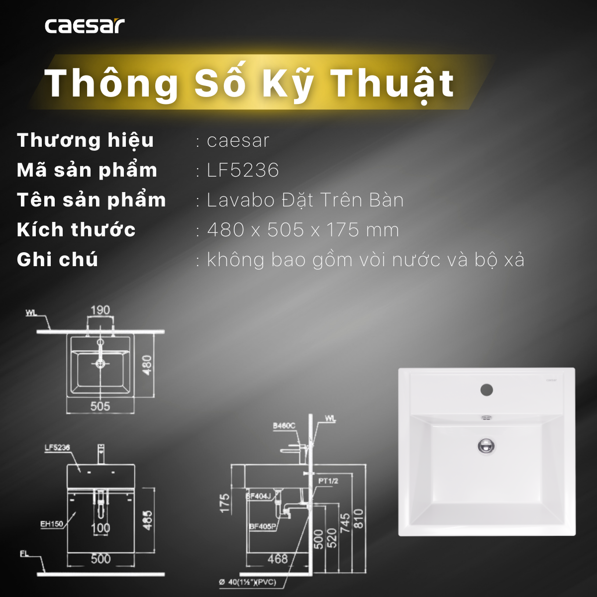 Lavabo Đặt Trên Bàn - LF5236 - Ảnh 11
