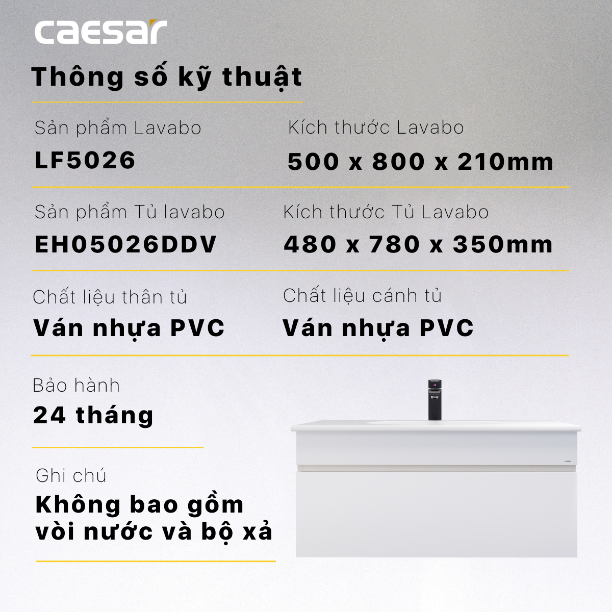 Lavabo + Tủ Treo - LF5026 + EH05026DDV - Ảnh 11