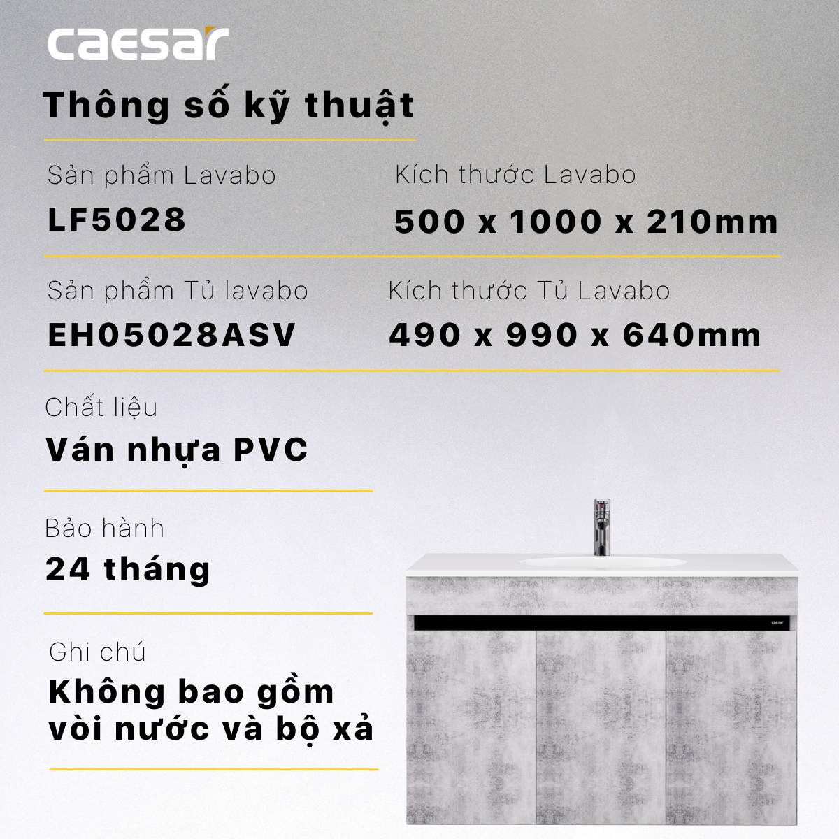 Lavabo + Tủ treo LF5028 - EH05028ASV - Ảnh 12