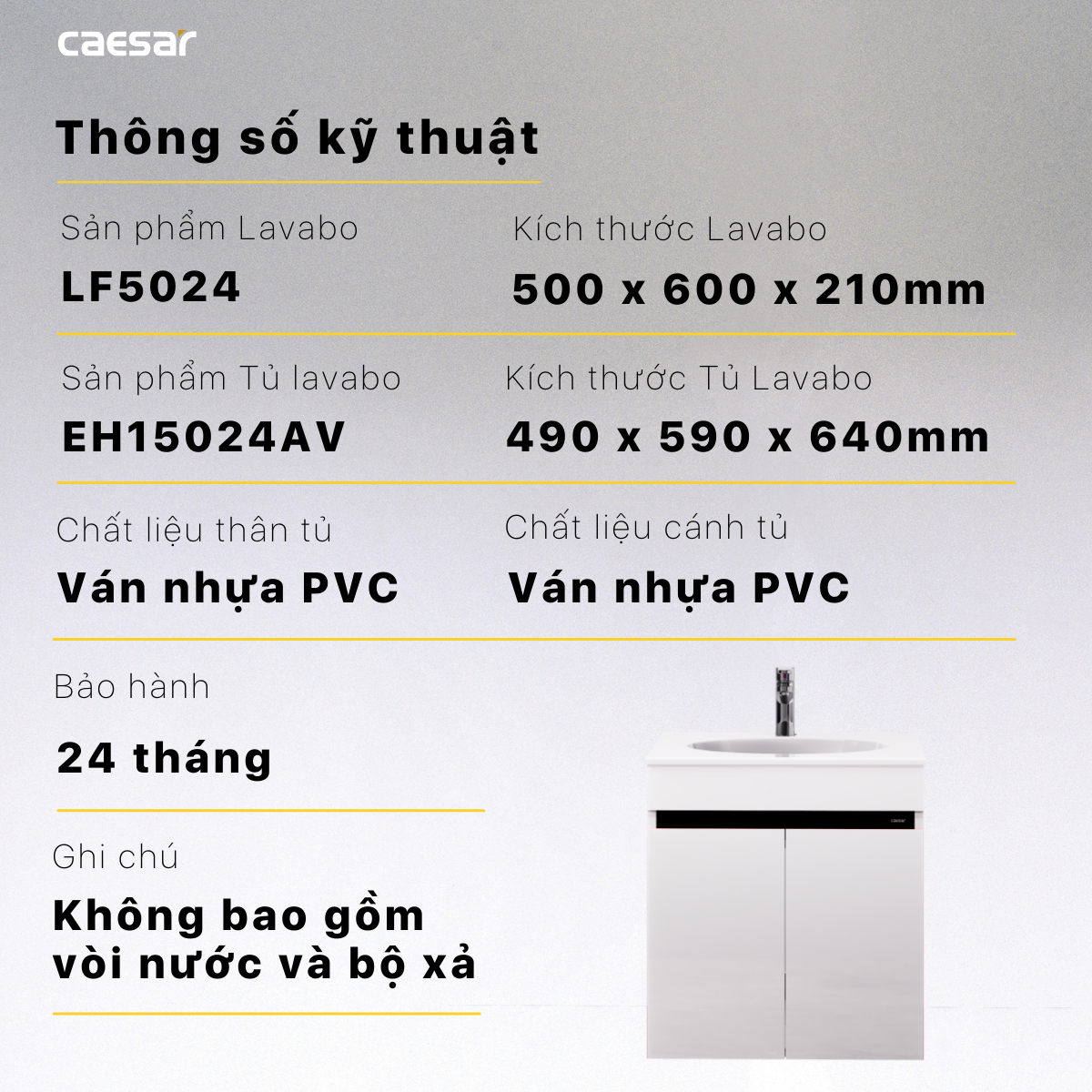 Lavabo + Tủ Treo - LF5024 + EH15024AV - Ảnh 15
