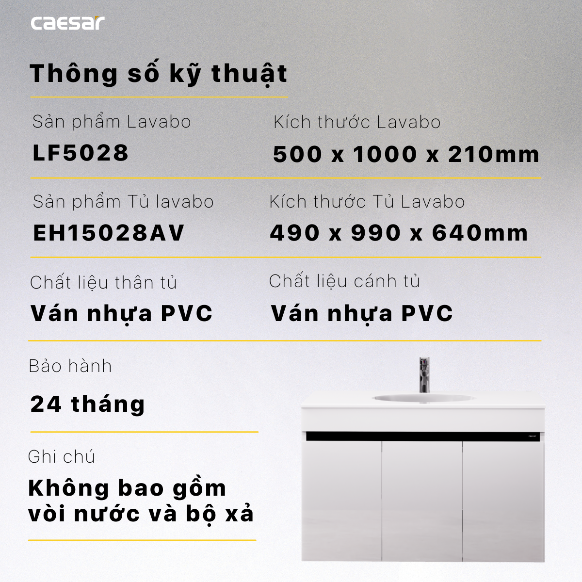 Lavabo + Tủ Treo - LF5028 + EH15028AV - Ảnh 15