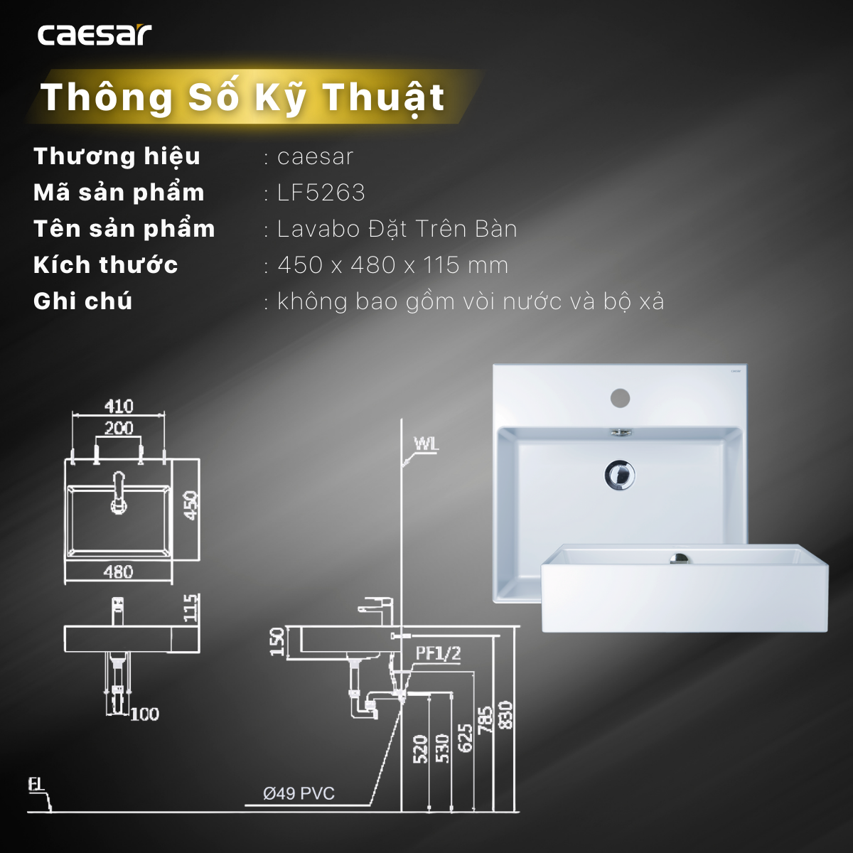 Lavabo Đặt Trên Bàn LF5263 - Ảnh 14