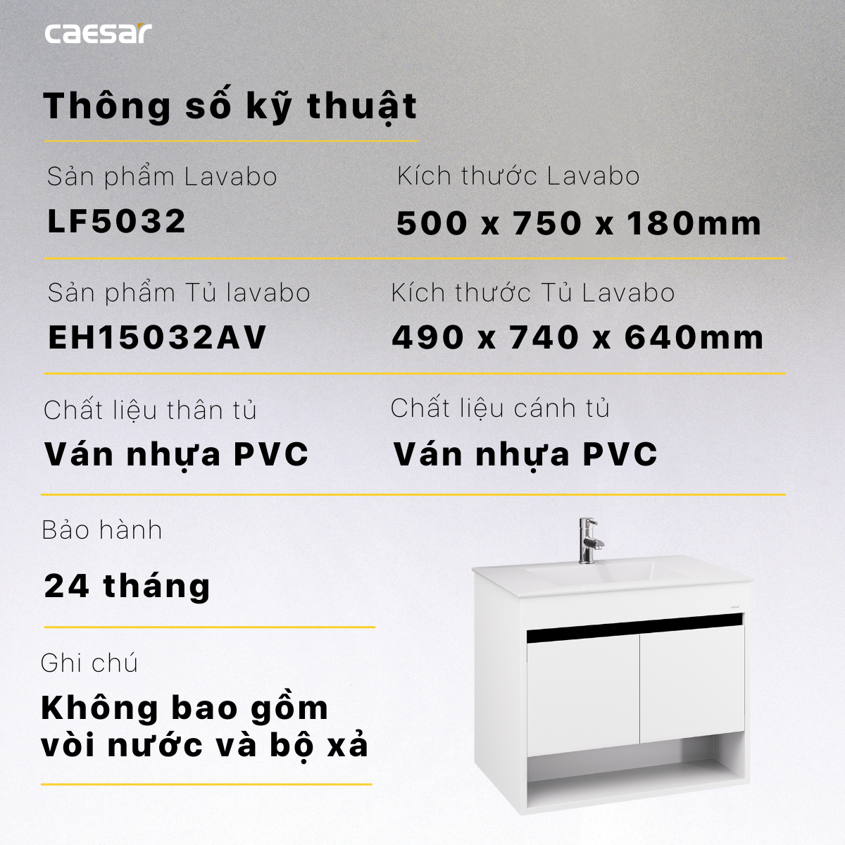 Lavabo + Tủ treo LF5032 + EH15032AV - Ảnh 15