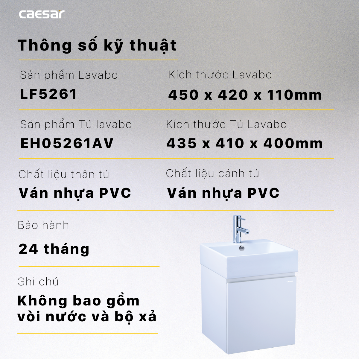 Lavabo và tủ treo LF5261- EH05261AV - Ảnh 15