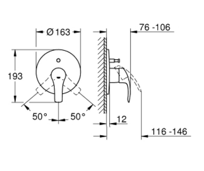 Bộ điều khiển sen âm tường Eurosmart GROHE 19450002 - Ảnh 3