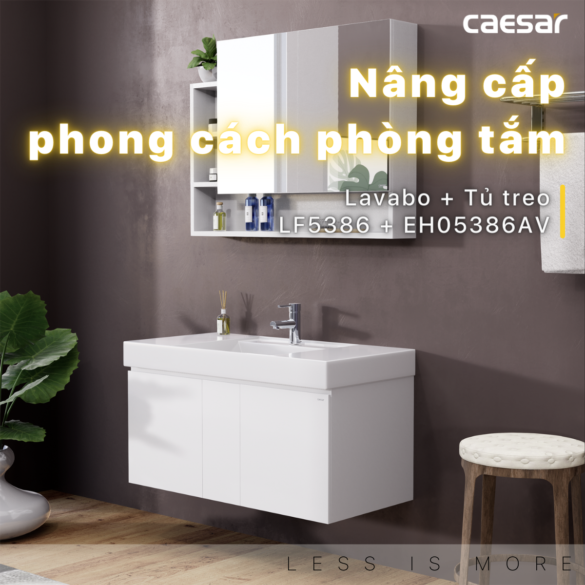 Lavabo + Tủ treo - LF5386 + EH05386AV - Ảnh 2
