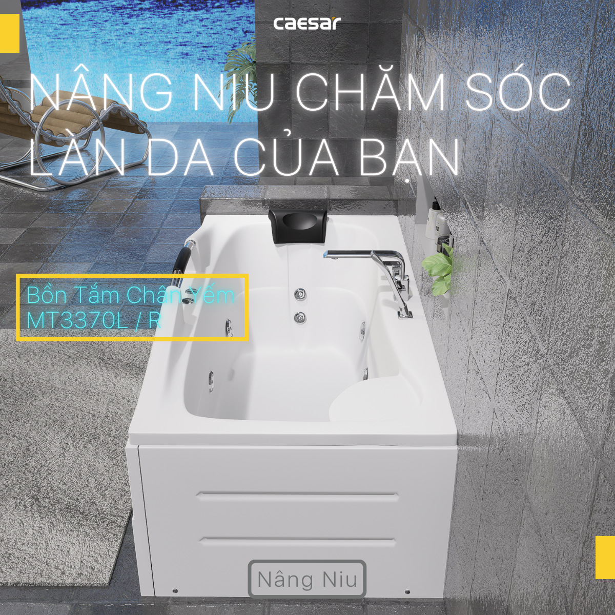 Bồn Tắm Massage Chân Yếm - MT3370L/R - Ảnh 2