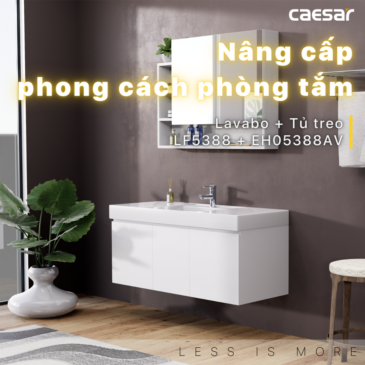 Lavabo + Tủ treo - LF5388 + EH05388AV - Ảnh 2