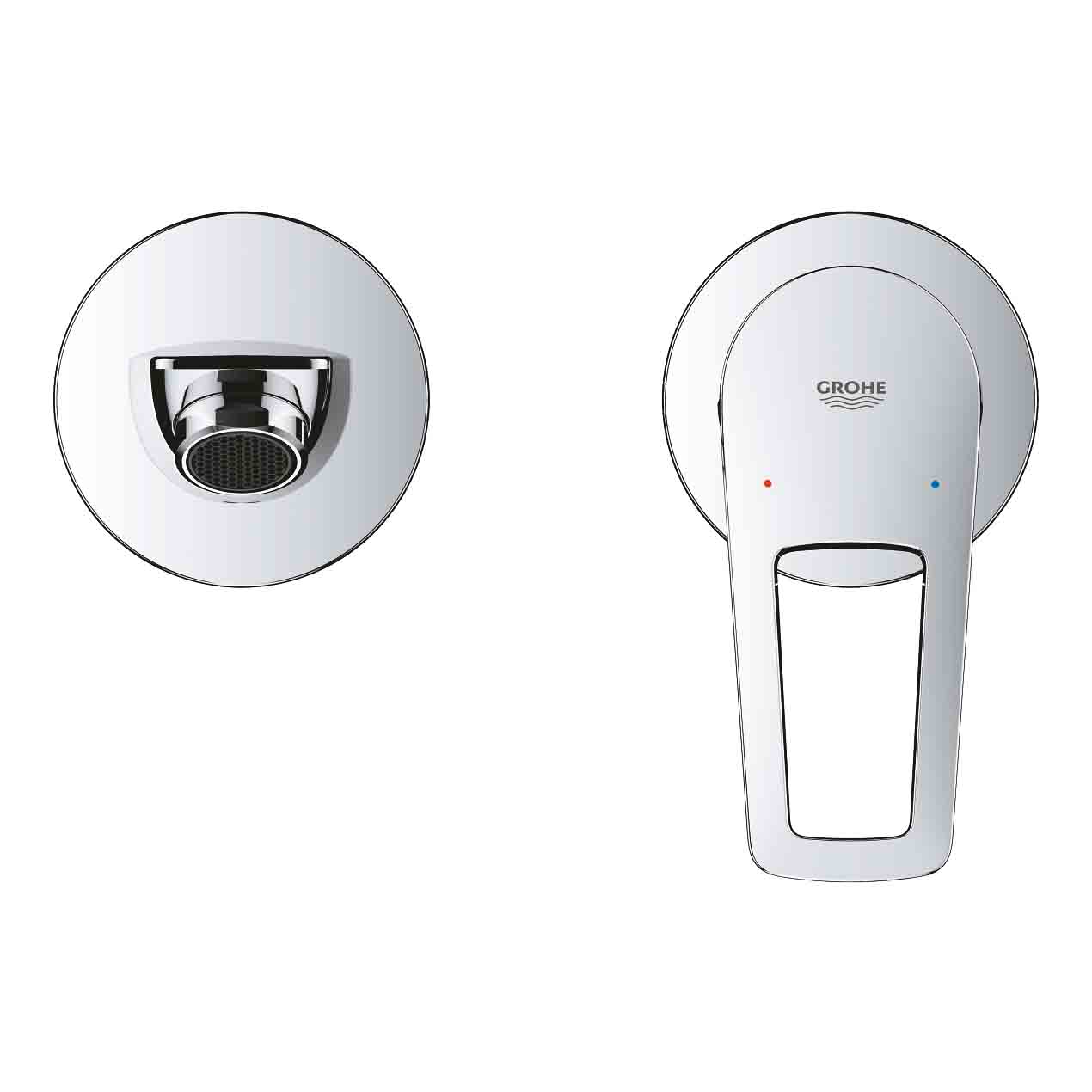 Vòi chậu gắn tường nóng lạnh 2 lỗ BauLoop GROHE 20289001 - Ảnh 6