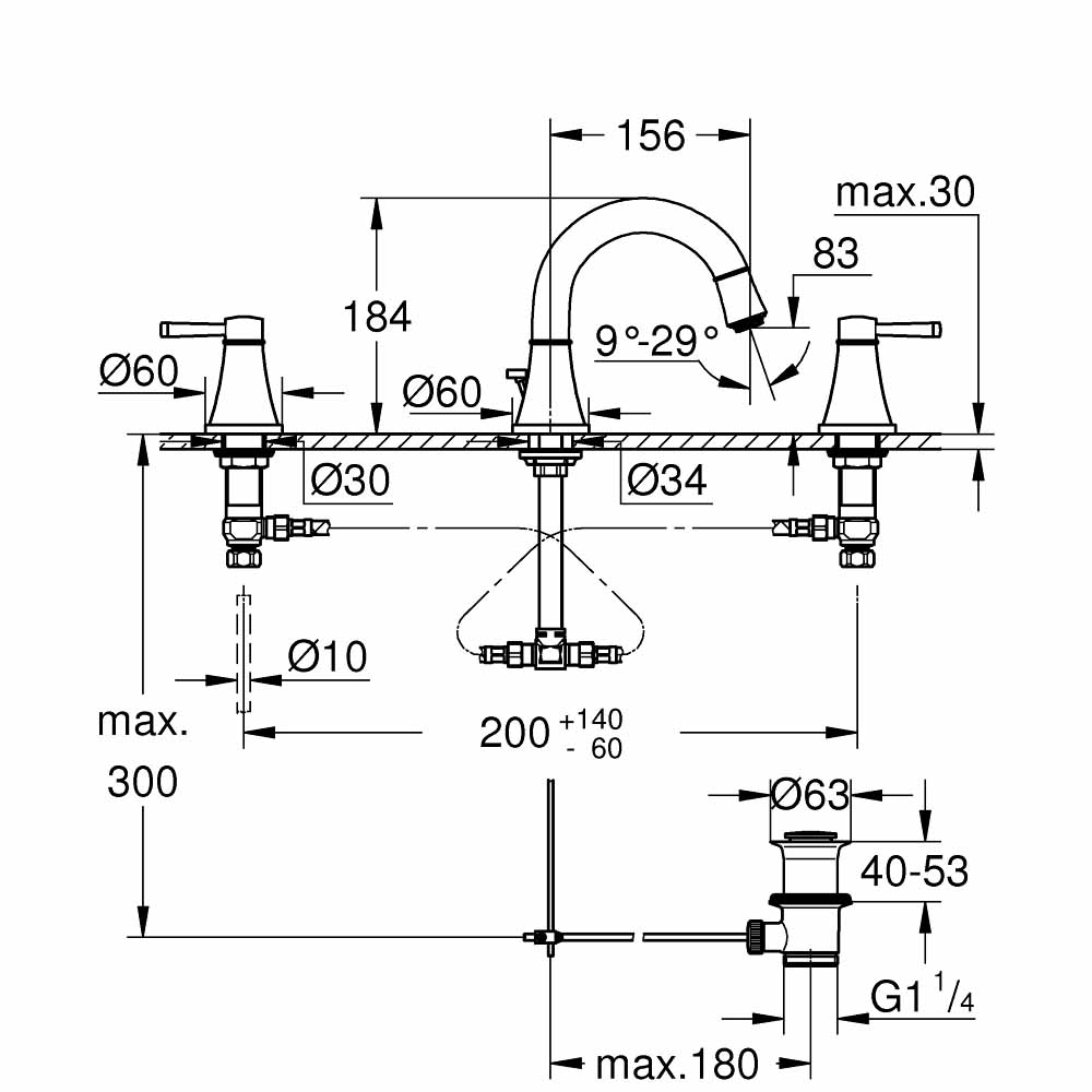Vòi chậu nóng lạnh 3 lỗ thấp Grandera S-size GROHE 20417IG0 - Ảnh 3