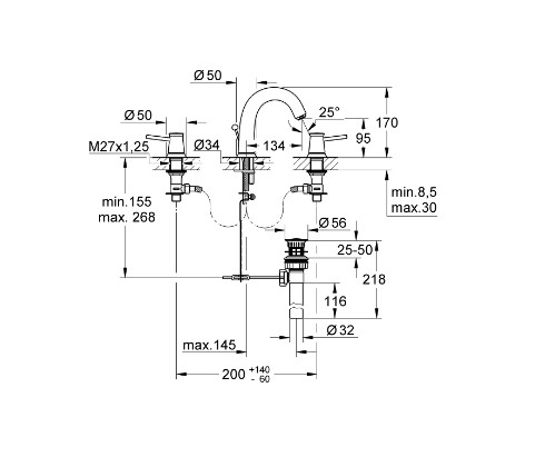 Vòi chậu nóng lạnh BauClassic 3 lỗ Grohe 20470000 - Ảnh 9