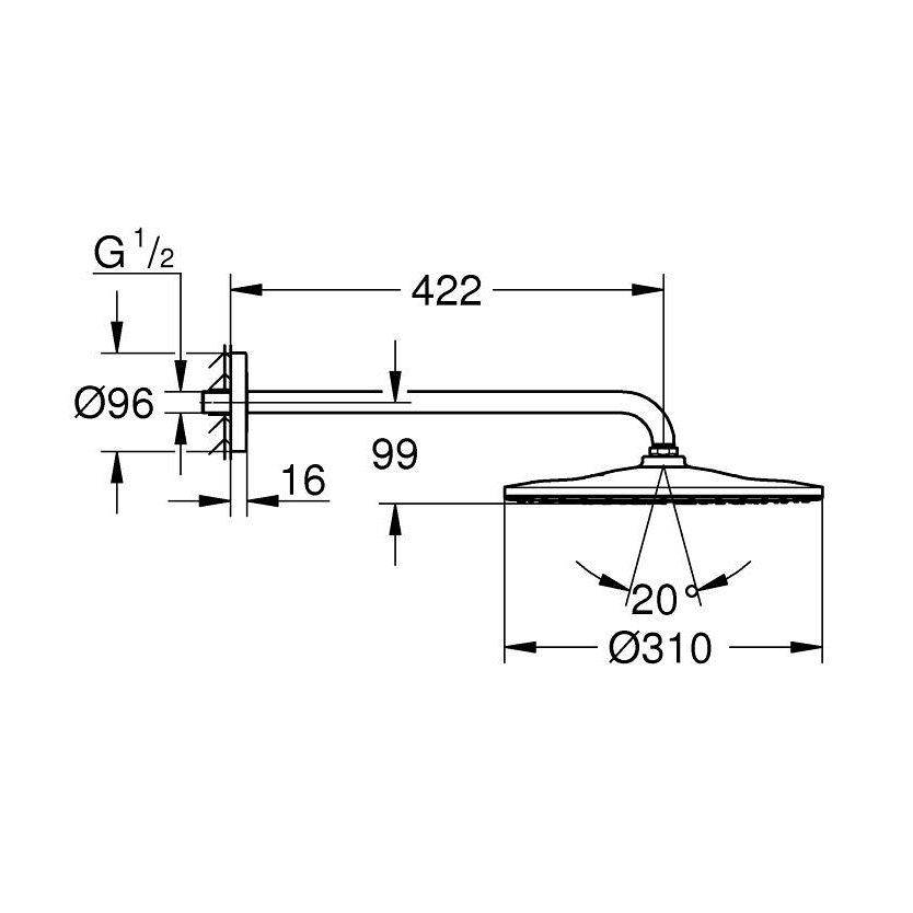 Bộ bát sen tắm gắn tường Rainshower Mono 310 GROHE 22121KF0 - Ảnh 3