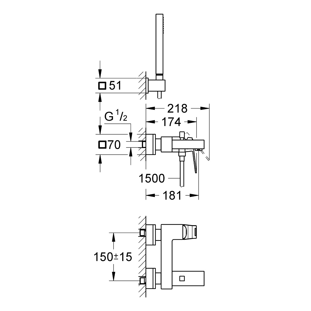 Bộ sen tắm nóng lạnh Eurocube GROHE 23141000 - Ảnh 3