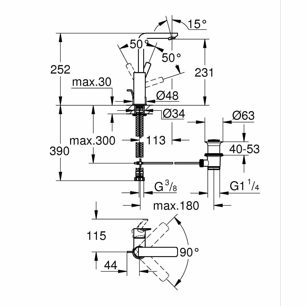 Vòi chậu nóng lạnh Lineare GROHE 23296001 - Ảnh 3