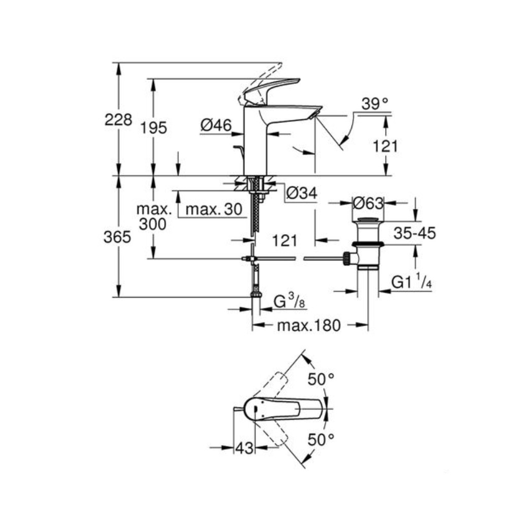 Vòi chậu lavabo nóng lạnh Eurosmart M-size GROHE 23322003 - Ảnh 3