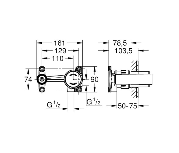 Bộ âm cho vòi gắn tường GROHE 23429000 - Ảnh 3