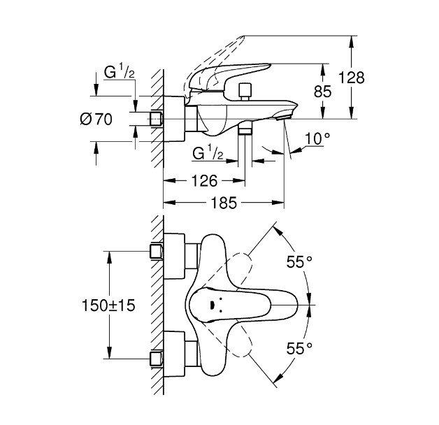 Củ sen tắm nóng lạnh Eurostyle GROHE 23726003 - Ảnh 3