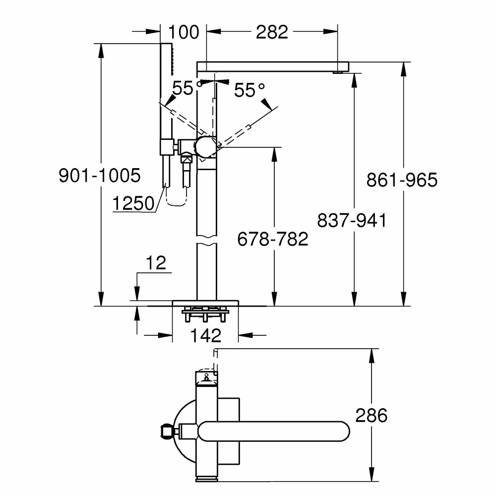 Vòi bồn tắm đặt sàn nóng lạnh Plus GROHE 23846003 - Ảnh 3