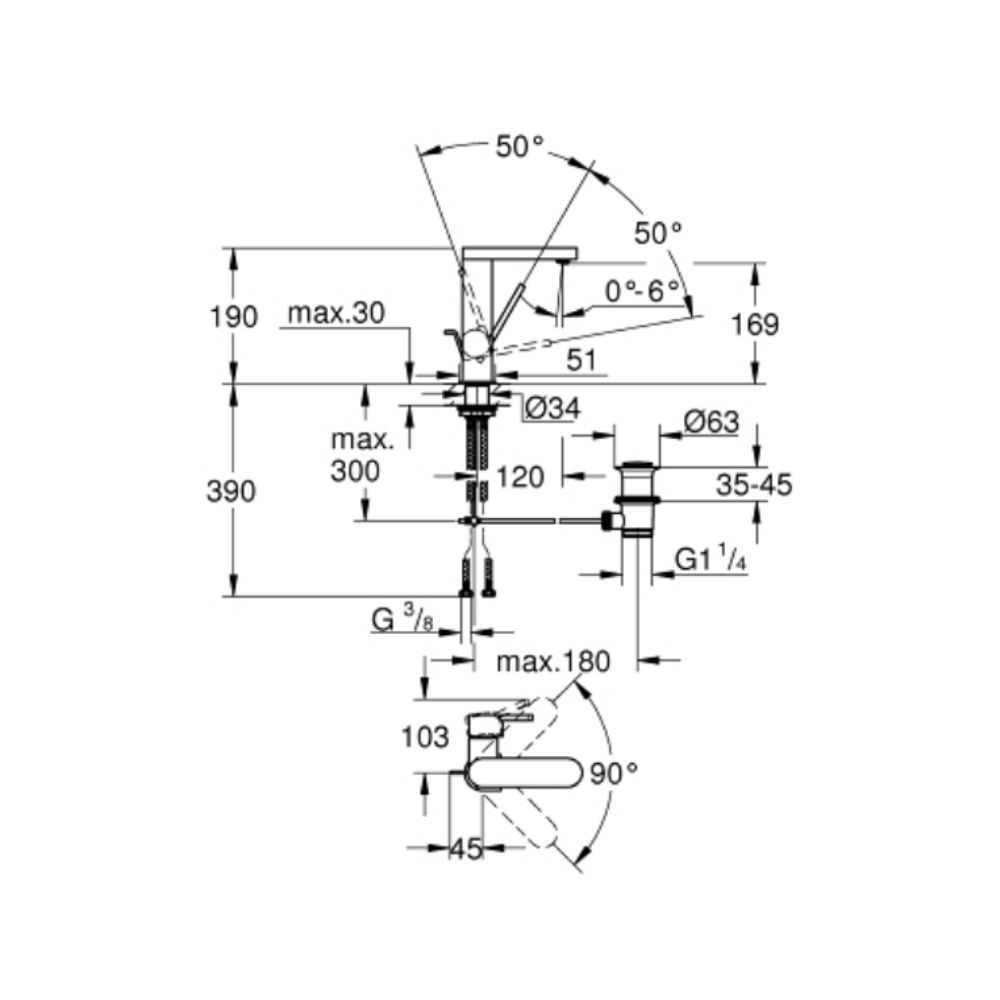 Vòi chậu nóng lạnh Plus M-size GROHE 23871003 - Ảnh 3