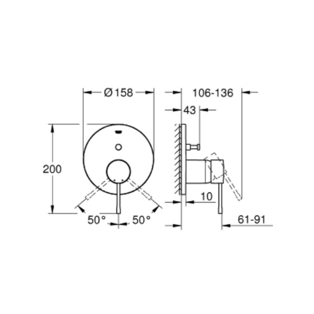 Van nóng lạnh kèm chuyển hướng 2 đường Essence GROHE 24167KF1 - Ảnh 3