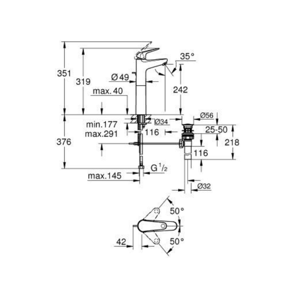 Vòi chậu nóng lạnh Euroeco XL-size GROHE 24283001 - Ảnh 3