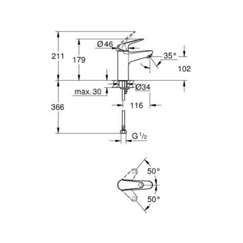Vòi chậu nóng lạnh Euroeco M-size GROHE 24286001 - Ảnh 3