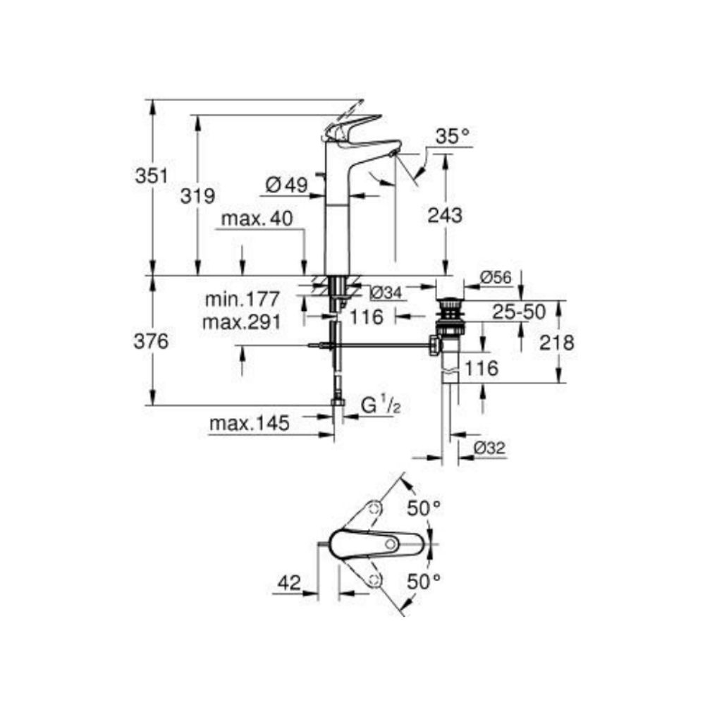 Vòi chậu nóng lạnh Euroeco XL-size GROHE 24288001 - Ảnh 3