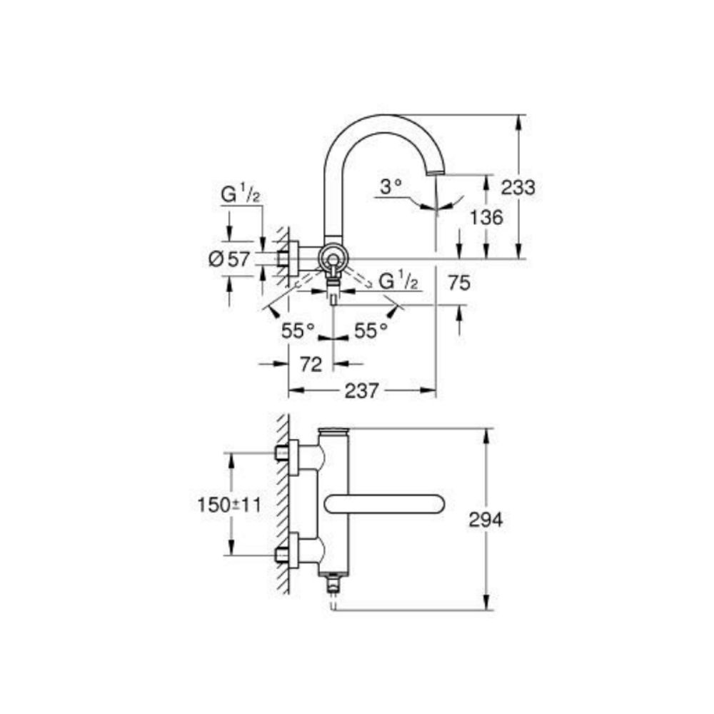 Vòi bồn tắm gắn tường Atrio GROHE 24367000 - Ảnh 3