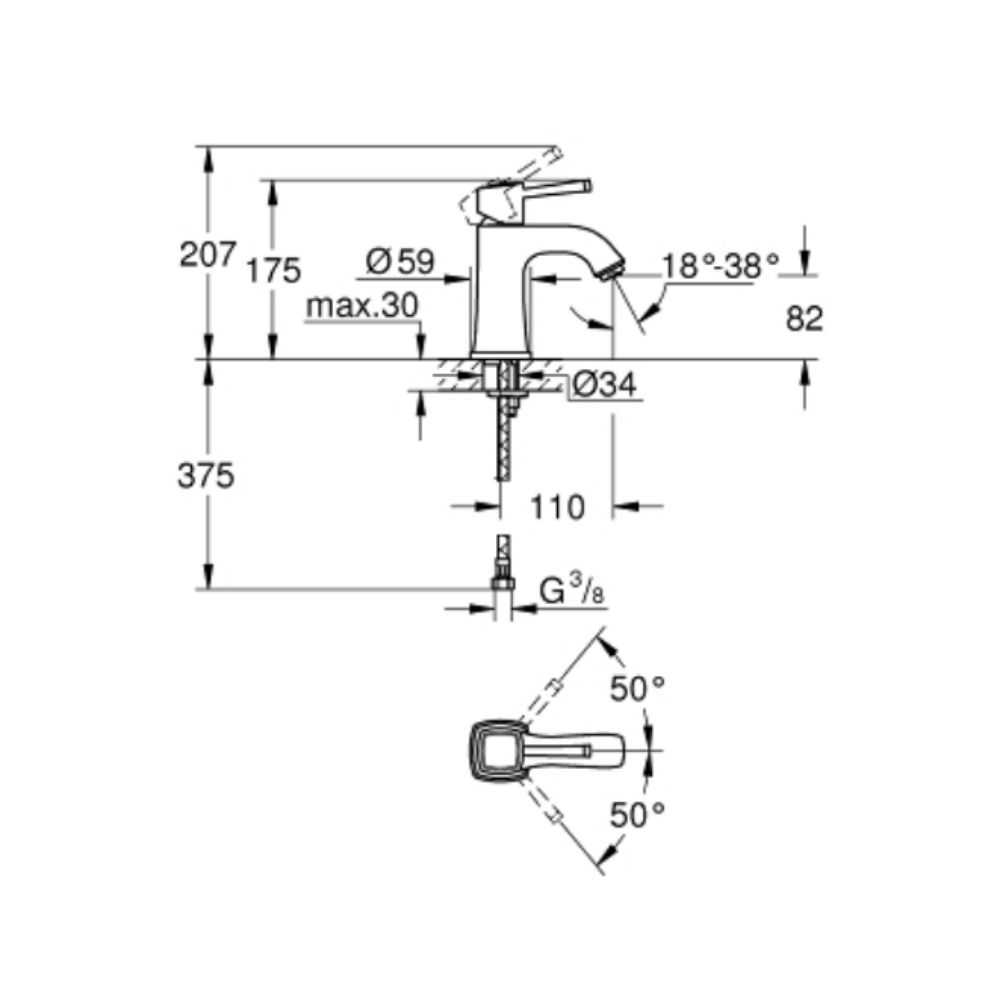 Vòi chậu nóng lạnh Grandera M-size GROHE 24370IG0 - Ảnh 3